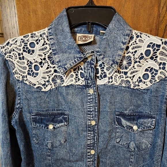 Rod's Small denim with lace snap closure western l/s - Picture 11 of 11
